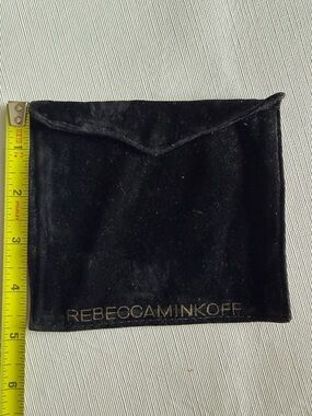Rebecca Minkoff Black Velvet 4.75”x Envelope Pouch with Gold Logo jewelry